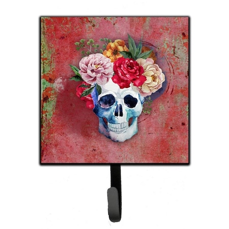 Micasa Day of the Dead Red Flowers Skull Leash or Key Holder MI234023